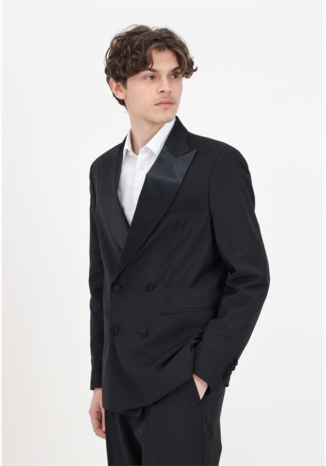 Elegant black double-breasted men's jacket IM BRIAN | GIA2825009